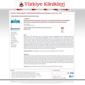 Link between headache and teeth, Turkey Clinics article, Dr. Emel Gokmen